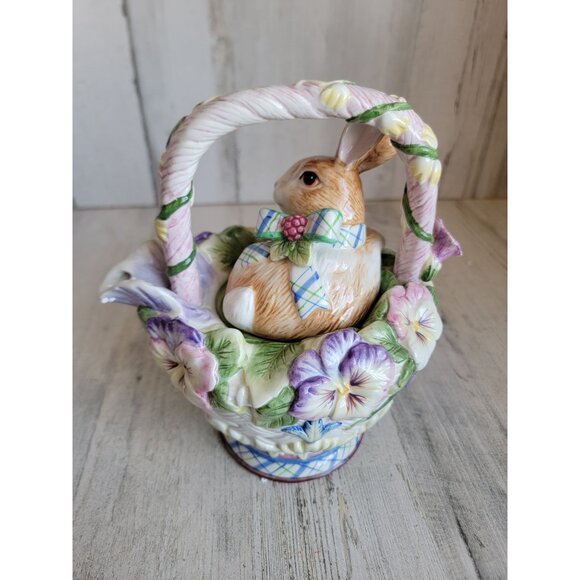 Fitz Floyd Halcyon bunny teapot vintage unique home decor flower - Picture 6 of 9